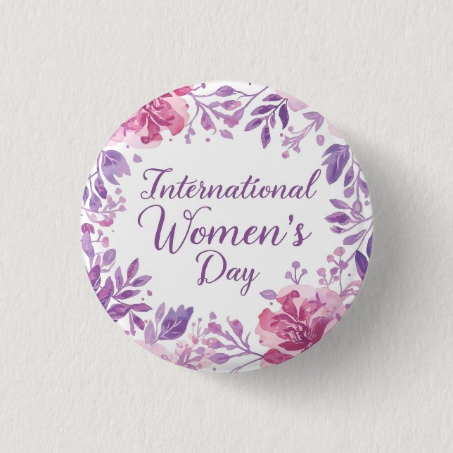 Chapa Redonda De 2,5 Cm Floral International Women's Day 2026 (Anverso)