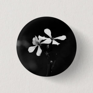 Chapa Redonda De 2,5 Cm floral minimalista en blanco y negro