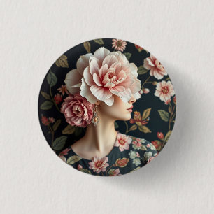 Chapa Redonda De 2,5 Cm Floral Woman Art - Vive la vida en plena floración
