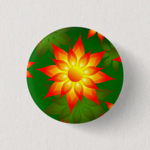 Chapa Redonda De 2,5 Cm Flores amarillas florales con fondo verde-57557