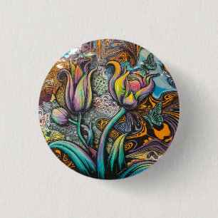 Chapa Redonda De 2,5 Cm Flores de Mandala