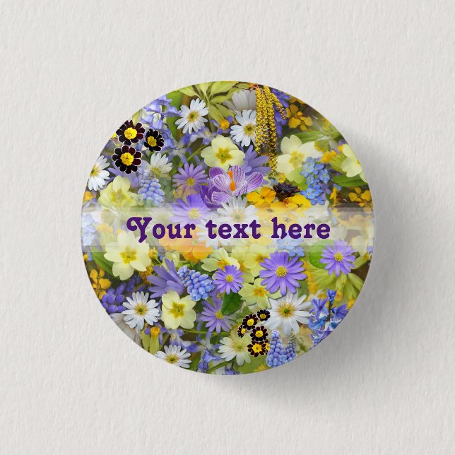 Chapa Redonda De 2,5 Cm Flores de primavera de Bonito personalizadas (Anverso)