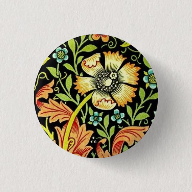 Chapa Redonda De 2,5 Cm Flores de William Morris (Anverso)