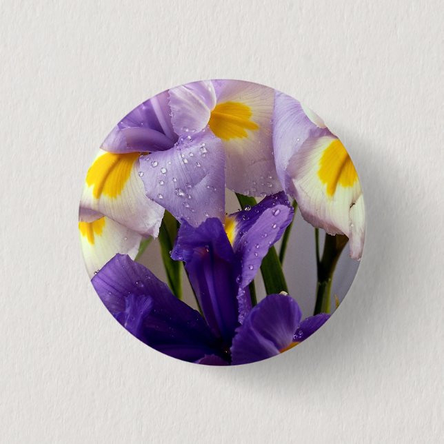 Chapa Redonda De 2,5 Cm Flores del iris (Anverso)