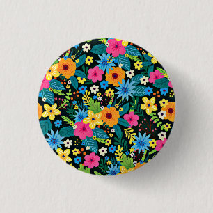Chapa Redonda De 2,5 Cm Flores Ditsy Vibrantes Diseño de Patrón Floral-437