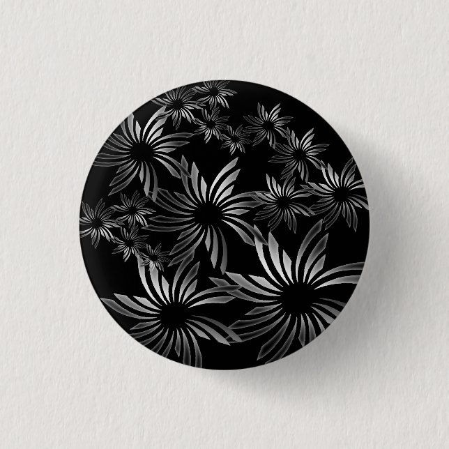 Chapa Redonda De 2,5 Cm Flores plateadas (Anverso)
