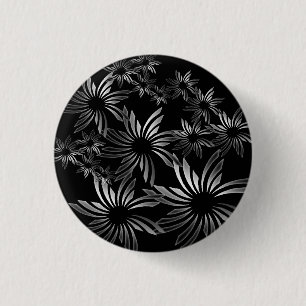 Chapa Redonda De 2,5 Cm Flores plateadas