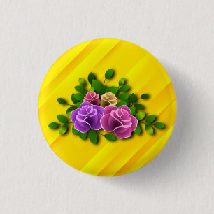 Chapa Redonda De 2,5 Cm Flores Rosas