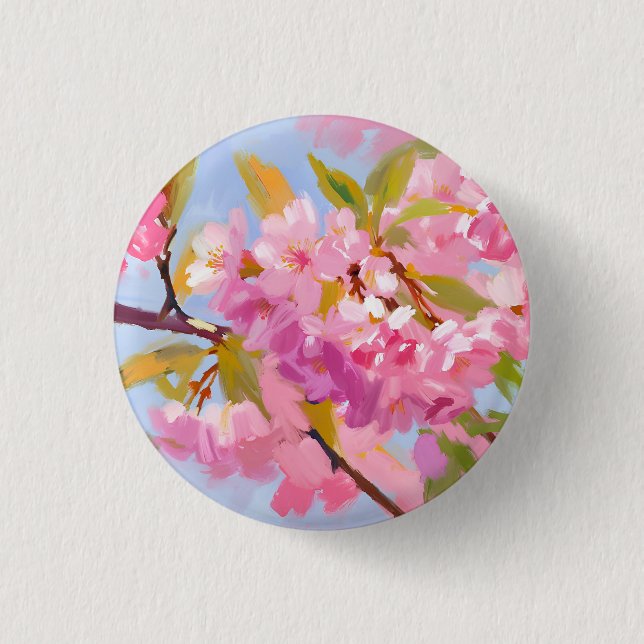 Chapa Redonda De 2,5 Cm Flores rosas (Anverso)