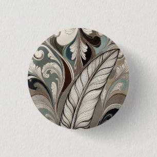 Chapa Redonda De 2,5 Cm Floritura de pluma elegante vintage