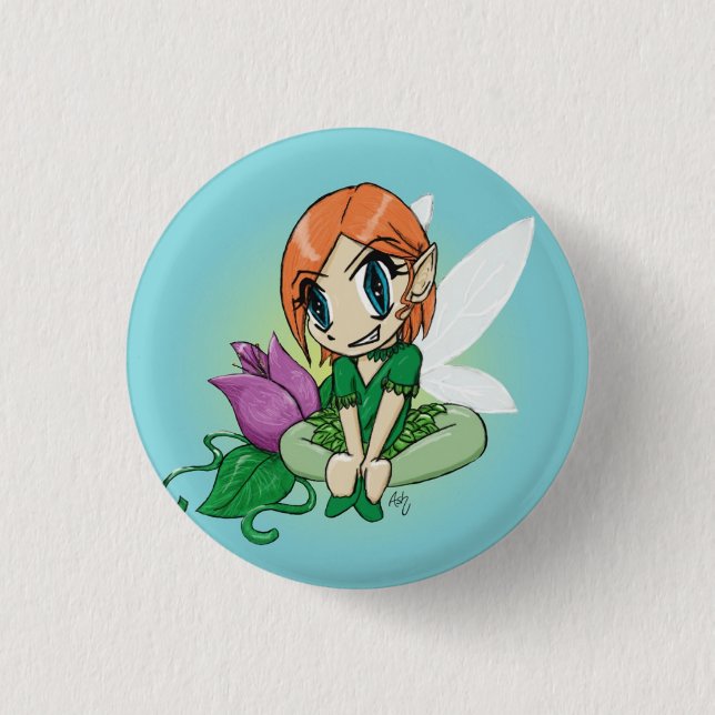 Chapa Redonda De 2,5 Cm Flower Fairy (Anverso)