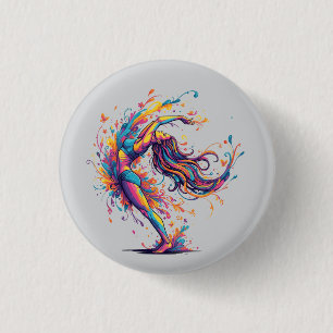 Chapa Redonda De 2,5 Cm Flujo de Baile Vibrante Arte Femenino Abstracto