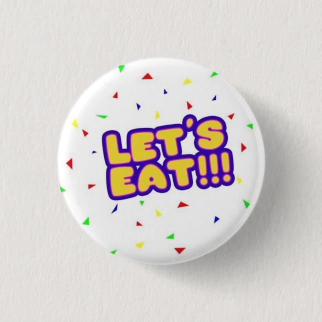 Chapa Redonda De 2,5 Cm FNaF Chica Button - "¡¡¡COMAMOS!!!" Fan Pin (Anverso)
