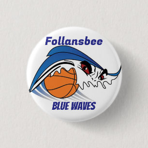 Chapa Redonda De 2,5 Cm Follansbee Blue Waves Basketball
