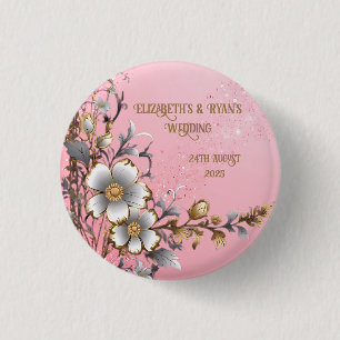 Chapa Redonda De 2,5 Cm Fondo de Boda Elegante con Brillo Rosa