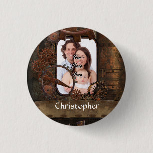 Chapa Redonda De 2,5 Cm Fondo de la foto de Steampunk