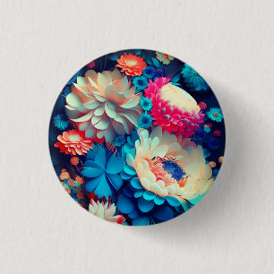 Chapa Redonda De 2,5 Cm Fondo de las flores azules-1