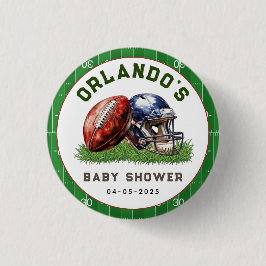 Chapa Redonda De 2,5 Cm Football Baby Shower | A Little All Star Is On His