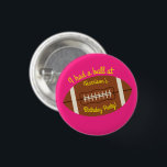 Chapa Redonda De 2,5 Cm Football Sports Birthday Party Pink<br><div class="desc">This pink football birthday party design is perfect for a sports loving kid!  Foot ball players will love this simple design!</div>