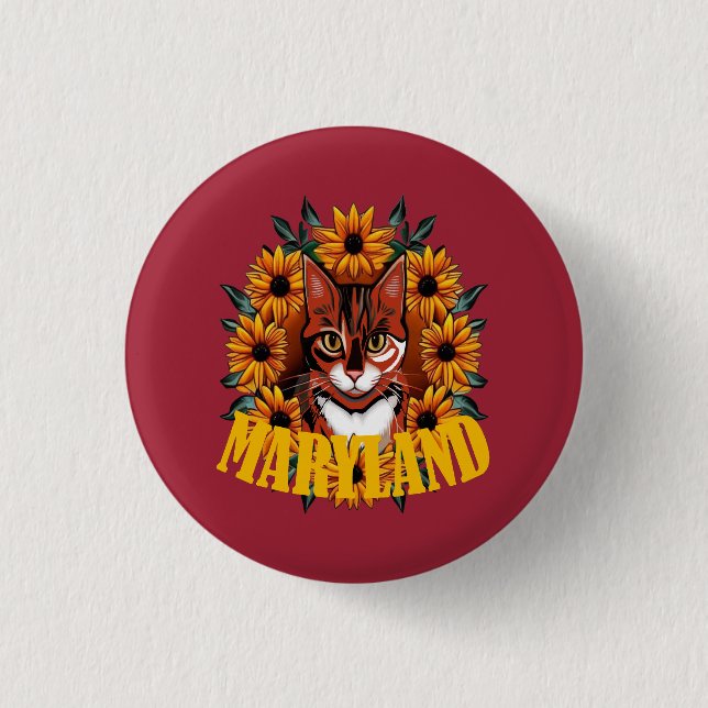 Chapa Redonda De 2,5 Cm For The Love Of Maryland Calico Cat  (Anverso)