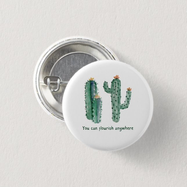 Chapa Redonda De 2,5 Cm Formas Cacti acuáticas (Anverso y reverso)