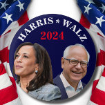 Chapa Redonda De 2,5 Cm Foto de Kamala Harris Walz - Vicefotos del preside<br><div class="desc">botón Kamala Harris Walz Photo</div>