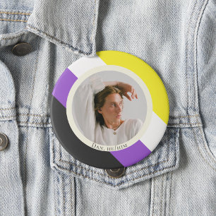 Chapa Redonda De 2,5 Cm Foto de pronombres de género de bandera no binaria