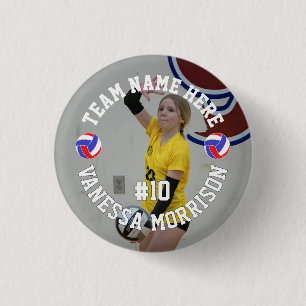 Chapa Redonda De 2,5 Cm Foto pequeña personalizada de jugador de voleibol 