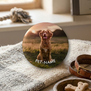 Chapa Redonda De 2,5 Cm Foto personalizada con el nombre de tu perro