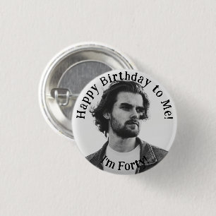 Chapa Redonda De 2,5 Cm Foto personalizada de cumpleaños, tarjeta de image