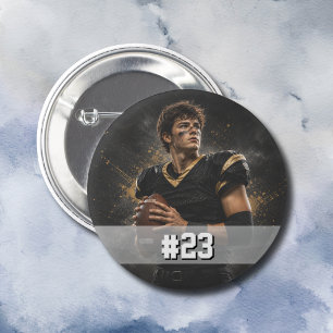 Chapa Redonda De 2,5 Cm Foto personalizada de jugador de fútbol y número