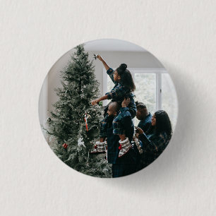 Chapa Redonda De 2,5 Cm Foto personalizada de la familia de Navidades Pers