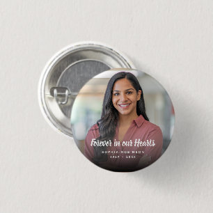 Chapa Redonda De 2,5 Cm Foto Personalizada Por Siempre en Nuestros Corazon