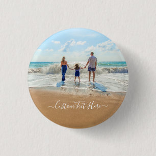 Chapa Redonda De 2,5 Cm Foto y texto Personalizado - Único su propio dise