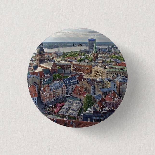 Chapa Redonda De 2,5 Cm Fotografía de Riga, Letonia (Anverso)