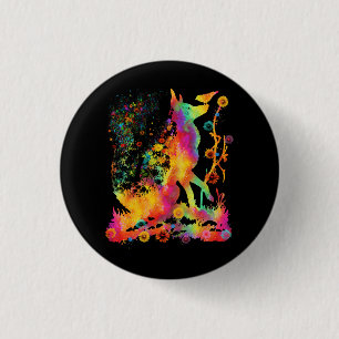 Chapa Redonda De 2,5 Cm Fox Artwork Animal Art Fox Tie Dye Spring Flower W