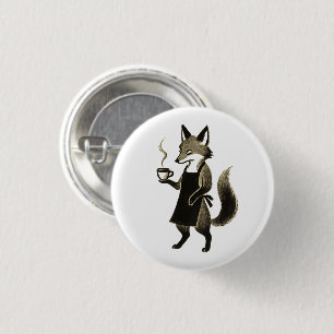 Chapa Redonda De 2,5 Cm Fox Barista - Tiempo de café de pincel de tinta Mi