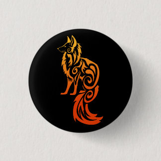 Chapa Redonda De 2,5 Cm Fox tribal rojo Kitsune de Firey