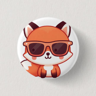 Chapa Redonda De 2,5 Cm fox with sunglasses