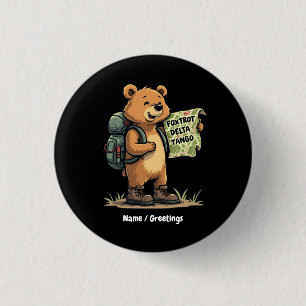 Chapa Redonda De 2,5 Cm Foxtrots Deltas Tangos Funny Bear Retro Gráfico