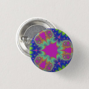 Chapa Redonda De 2,5 Cm Fractal Cactus Bloom