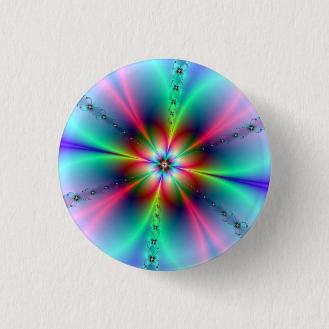 Chapa Redonda De 2,5 Cm Fractal de alimentación de flor (Anverso)