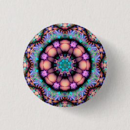 Chapa Redonda De 2,5 Cm Fractal Mandala Arte Psicodélico Floral