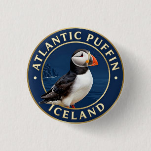 Chapa Redonda De 2,5 Cm 🐧 Frailecillo Atlántico Fauna de Islandia