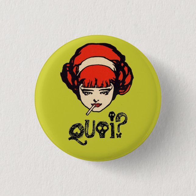 Chapa Redonda De 2,5 Cm Francés Quoi que fuma verde retro punky (Anverso)