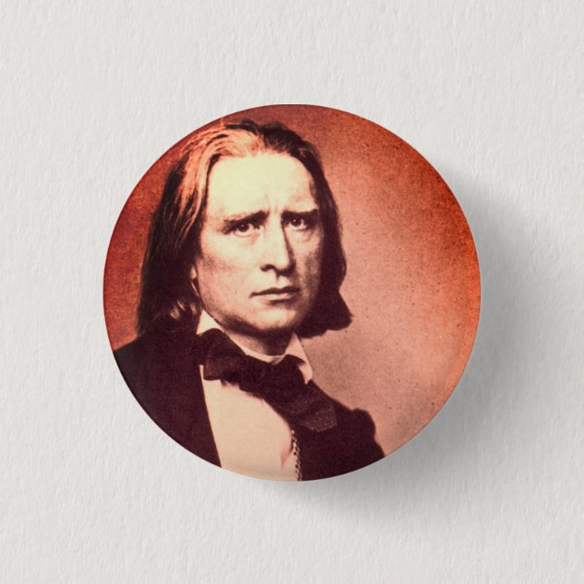 Chapa Redonda De 2,5 Cm Franz Liszt (Anverso)