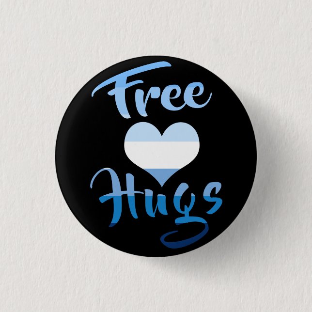 Chapa Redonda De 2,5 Cm Free Hugs with Heart  (Anverso)