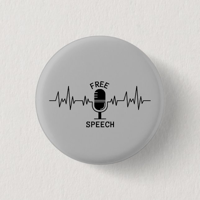 Chapa Redonda De 2,5 Cm Free Speech EKG (Anverso)