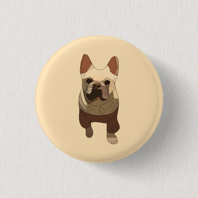 Chapa Redonda De 2,5 Cm French Bulldog, Soft Peach (Anverso)