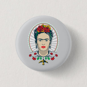 Chapa Redonda De 2,5 Cm Frida Kahlo   Floral Vintage